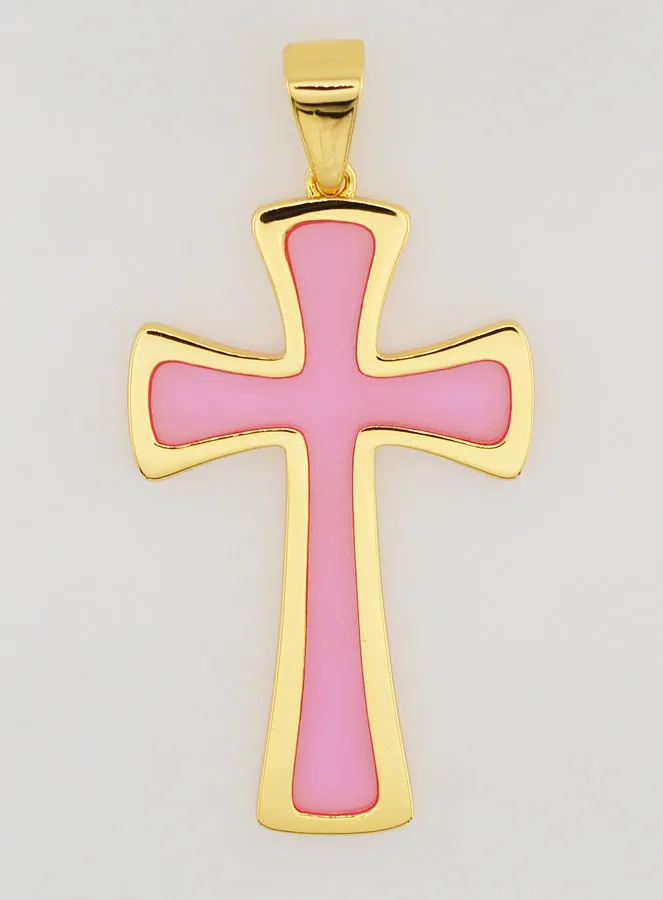 Cross Pendant 4cm - Pink (pic 1)