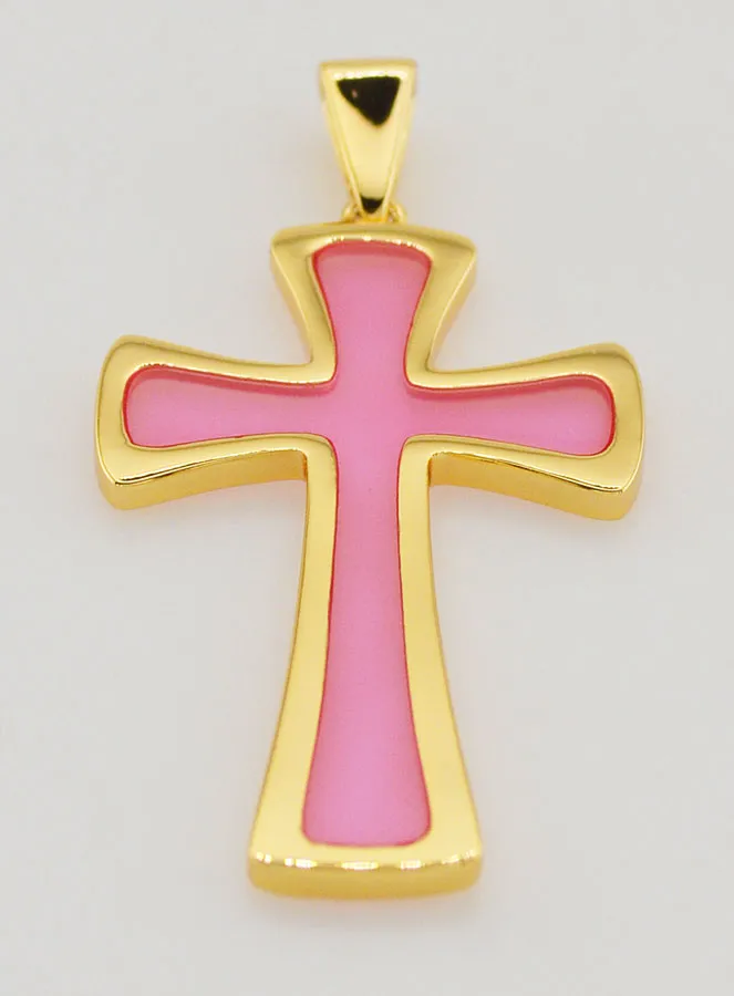 Cross Pendant 4cm - Pink (pic 2)