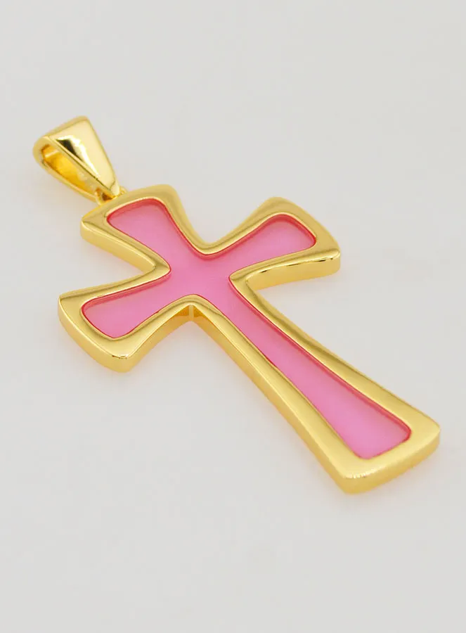Cross Pendant 4cm - Pink (pic 3)