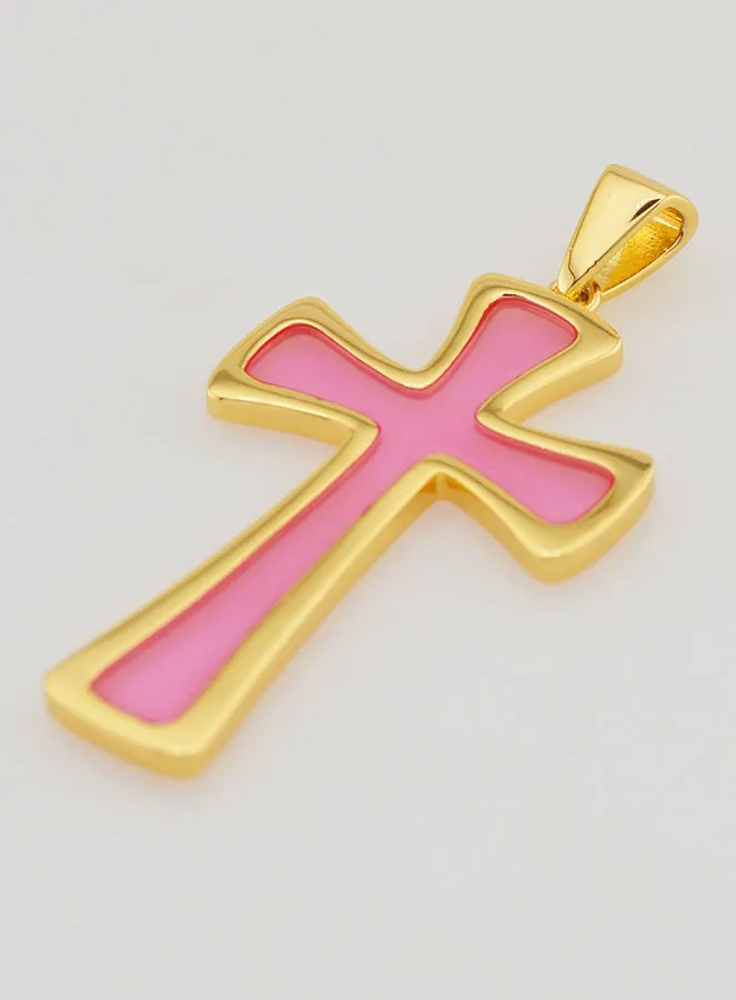 Cross Pendant 4cm - Pink (pic 4)