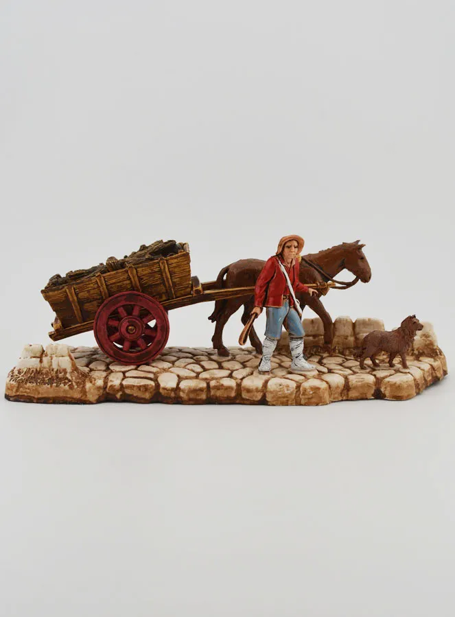 Nativity Figure Woodcutter with Cart – Height 6cm (pic 1)