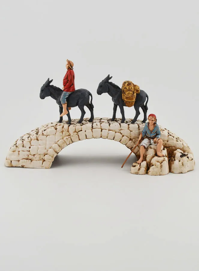 Nativity Figure Donkeys on a Bridge – Height 6 cm (pic 1)