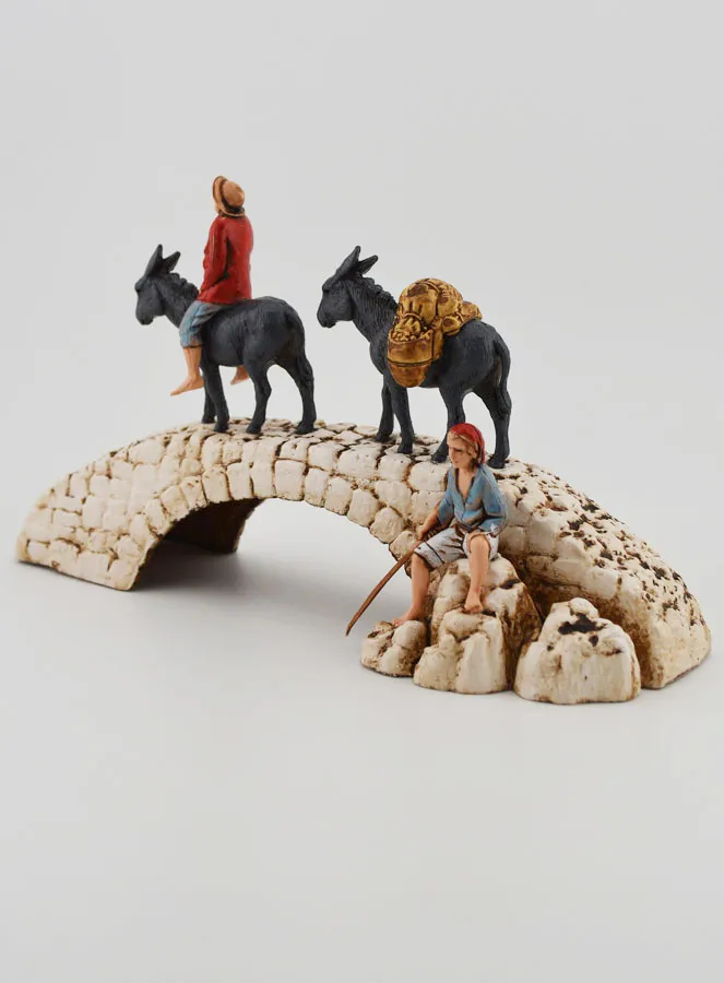 Nativity Figure Donkeys on a Bridge – Height 6 cm (pic 2)