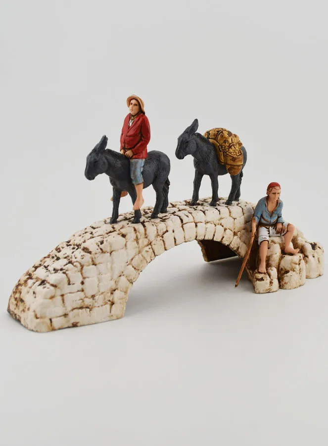 Nativity Figure Donkeys on a Bridge – Height 6 cm (pic 3)