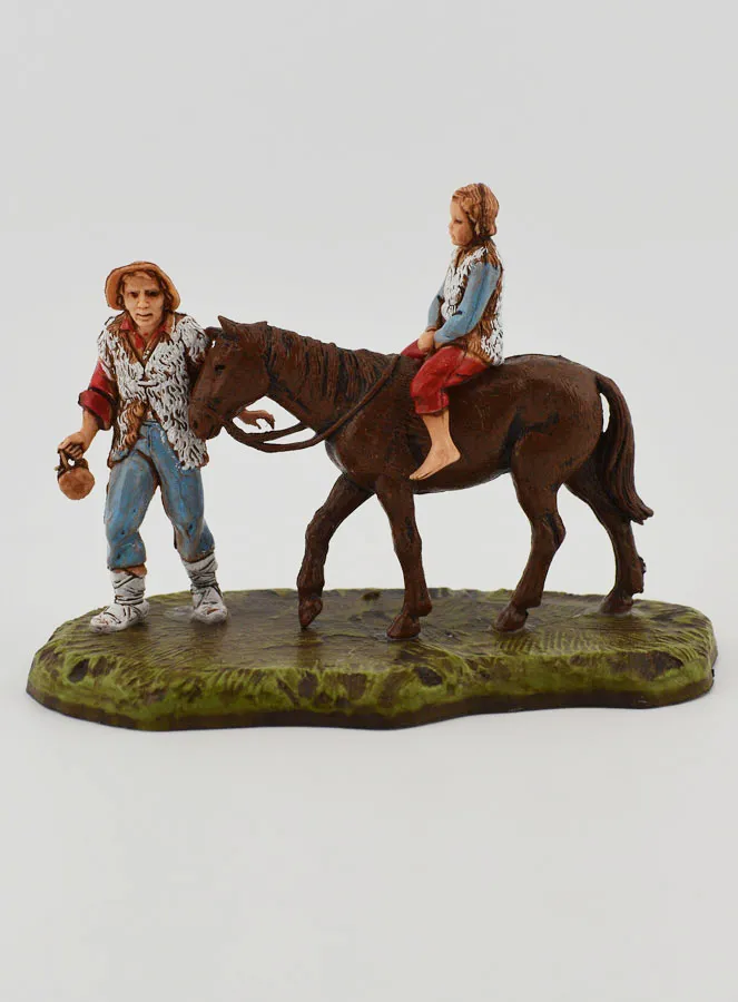 Nativity Figure Mountain Dweller and Child on Horseback – Height 6cm (pic 1)