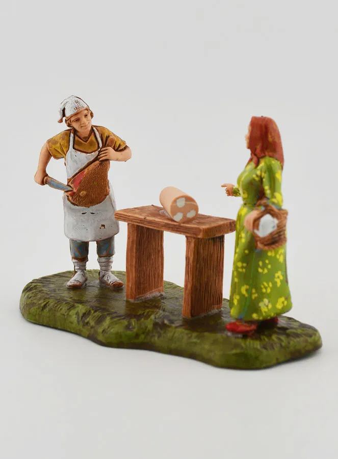 Nativity Figure Butcher and Customer – 6cm (pic 3)
