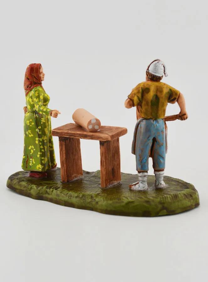 Nativity Figure Butcher and Customer – 6cm (pic 4)