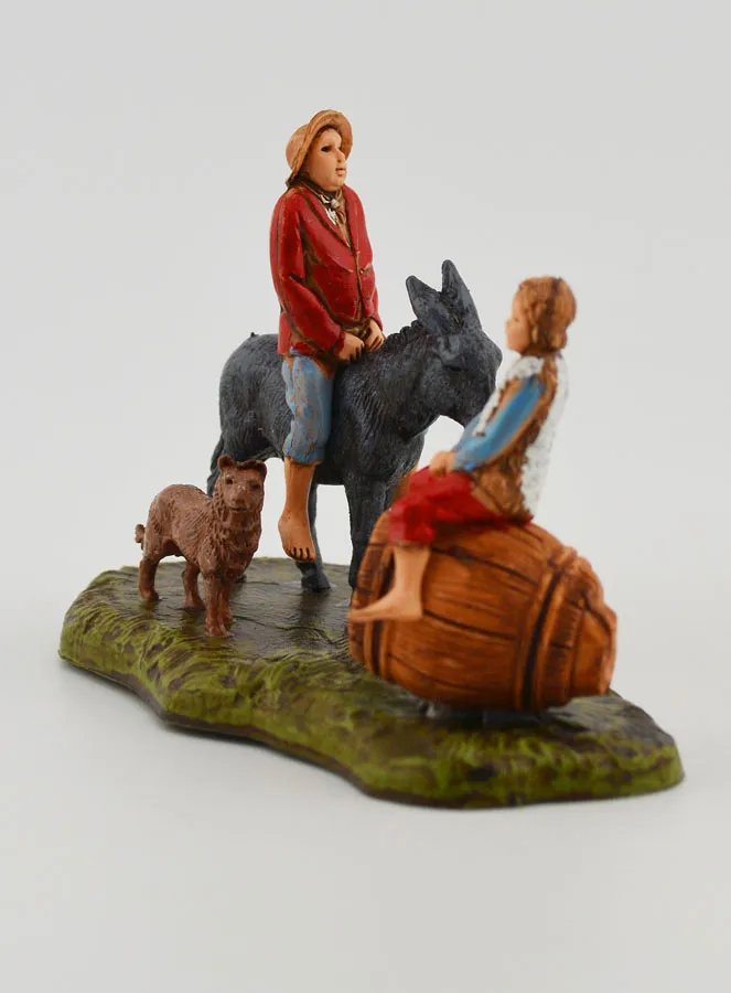 Nativity Figure Man Riding a Donkey and a Child – 6cm (pic 2)