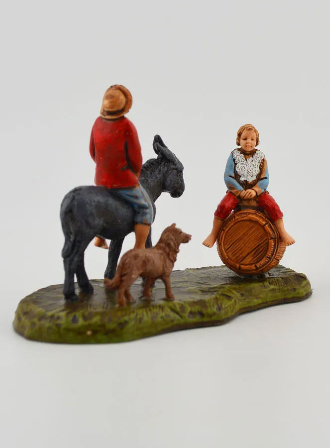 Nativity Figure Man Riding a Donkey and a Child – 6cm (pic 3)
