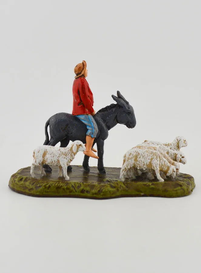 Nativity Figure Shepherd on a Donkey and Sheep – 6cm (pic 4)