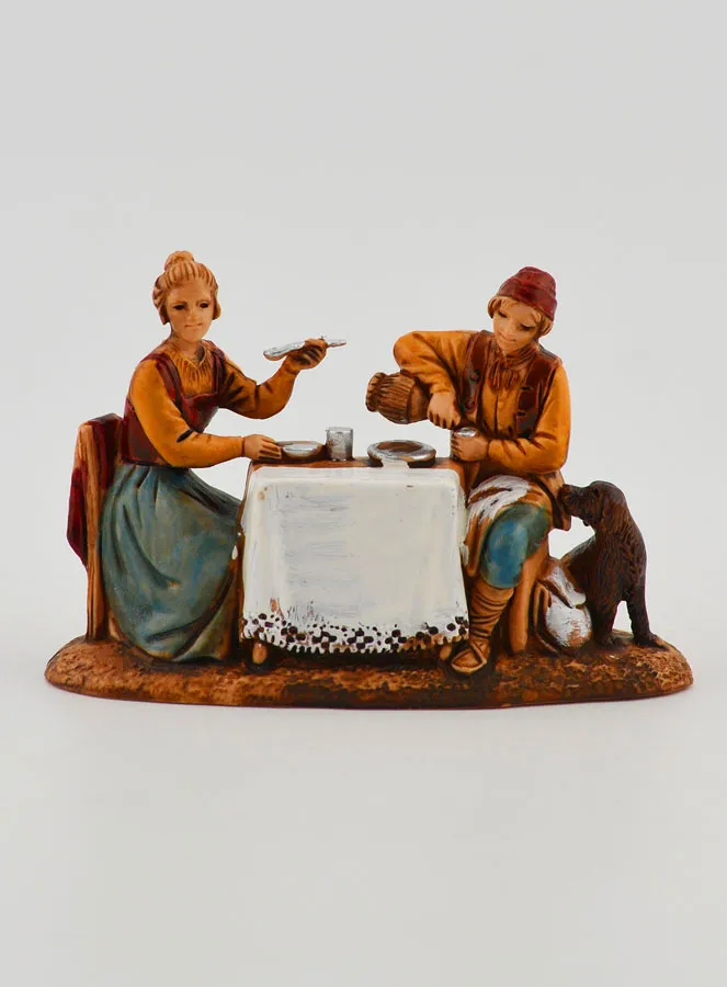 Nativity Figure Couple Seated at a Table – 6cm (pic 1)