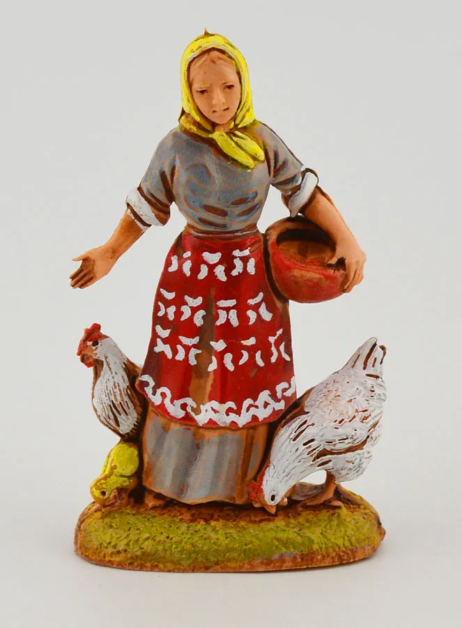 Nativity Figure Farmer’s Wife and Her Hens – 6cm (pic 1)