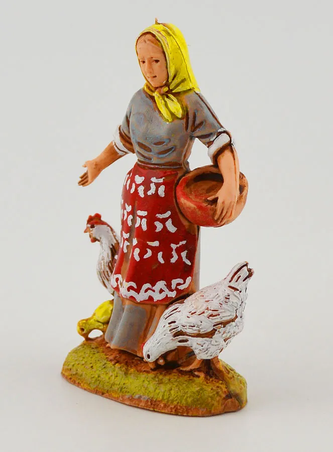 Nativity Figure Farmer’s Wife and Her Hens – 6cm (pic 2)