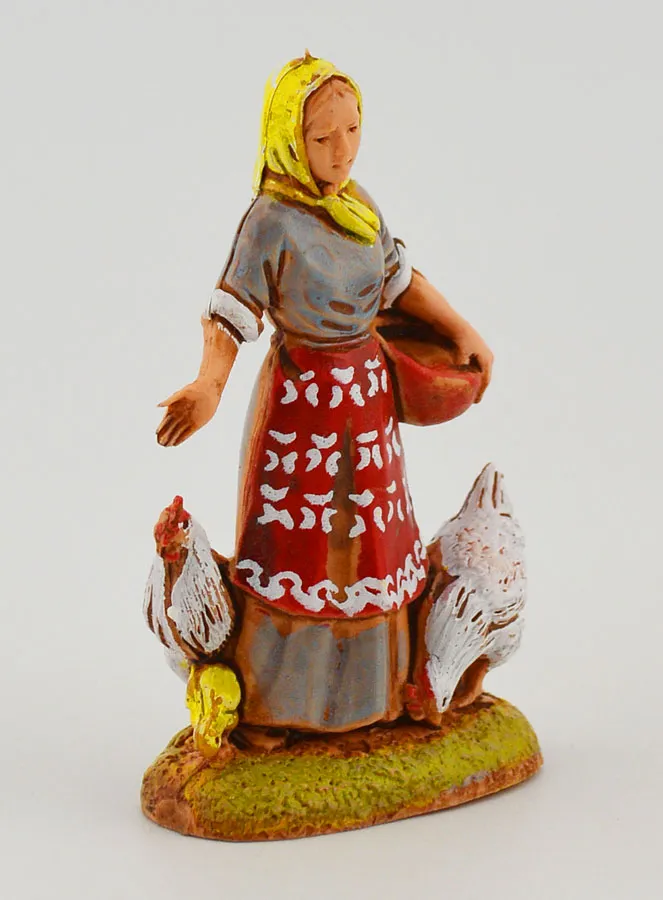 Nativity Figure Farmer’s Wife and Her Hens – 6cm (pic 3)