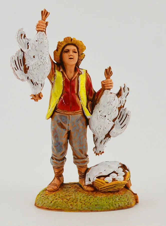 Nativity Figure Chicken Seller - 6 cm (pic 1)