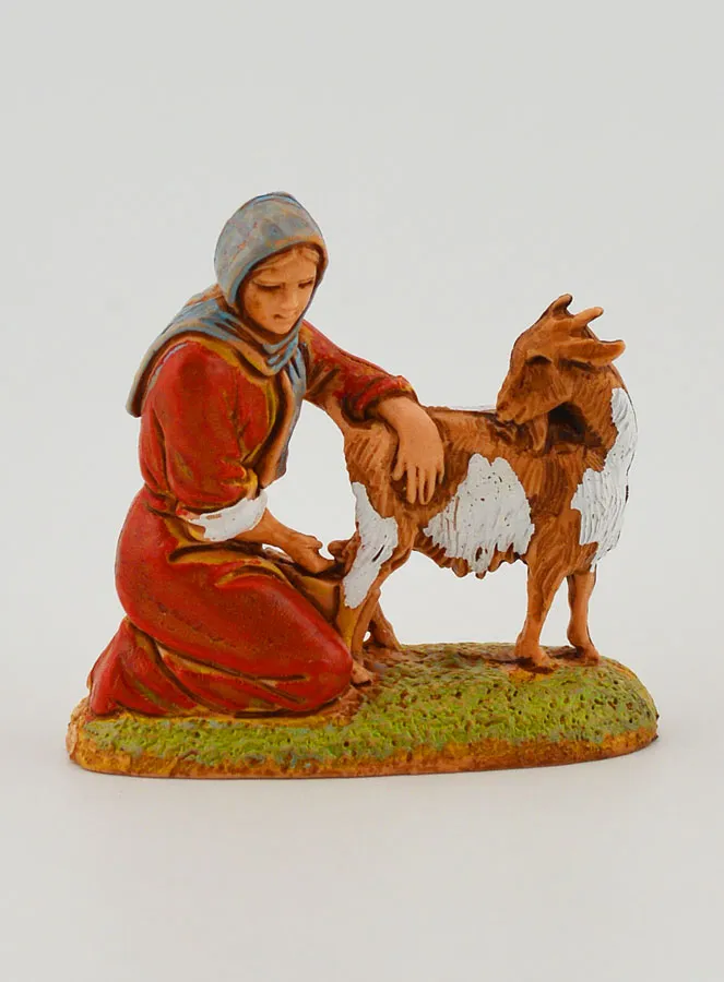 Nativity Figure Farmer’s Wife Milking Her Goat – 6 cm (pic 1)