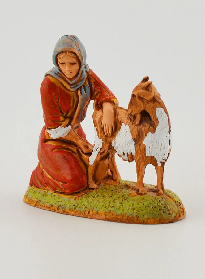 Nativity Figure Farmer’s Wife Milking Her Goat – 6 cm (pic 2)