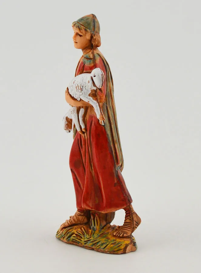 Nativity Figure Shepherd Carrying His Lambs – 6cm (pic 2)