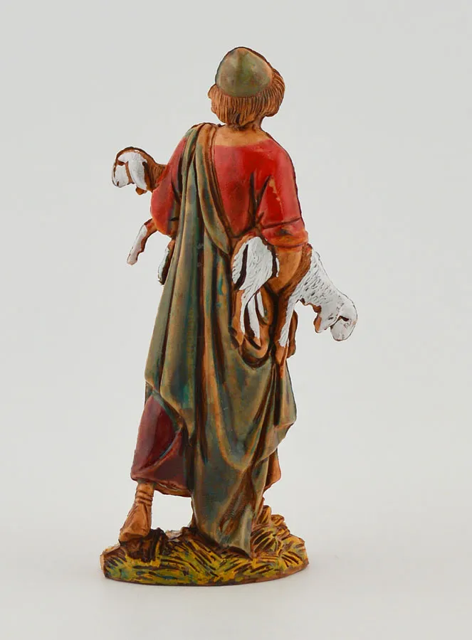 Nativity Figure Shepherd Carrying His Lambs – 6cm (pic 4)