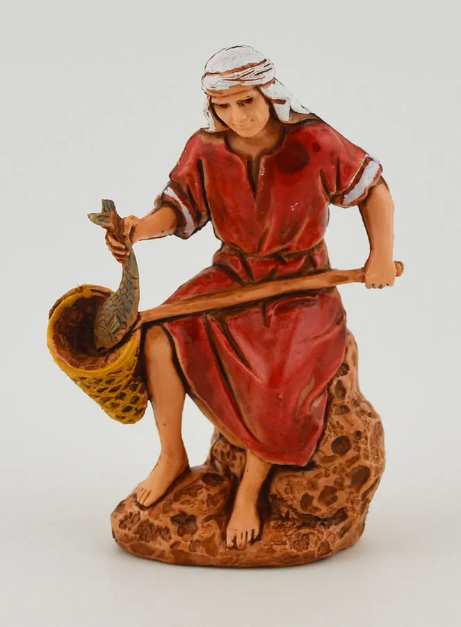 Nativity Figurine Fisherman with a Landing Net – 6cm (pic 1)