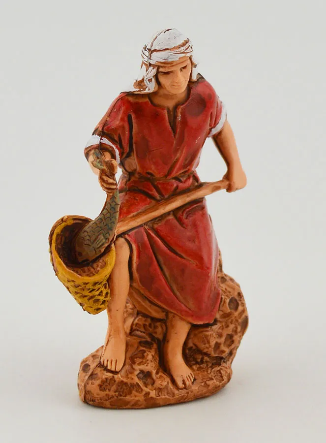 Nativity Figurine Fisherman with a Landing Net – 6cm (pic 3)