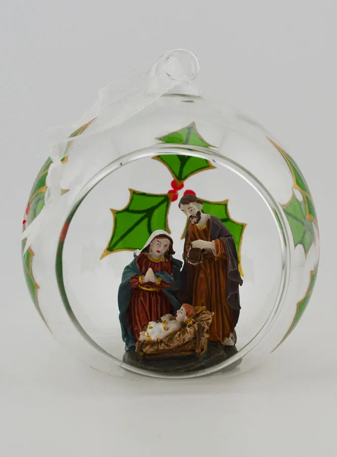 Glass Christmas Bauble 10cm – Nativity Scene (pic 1)