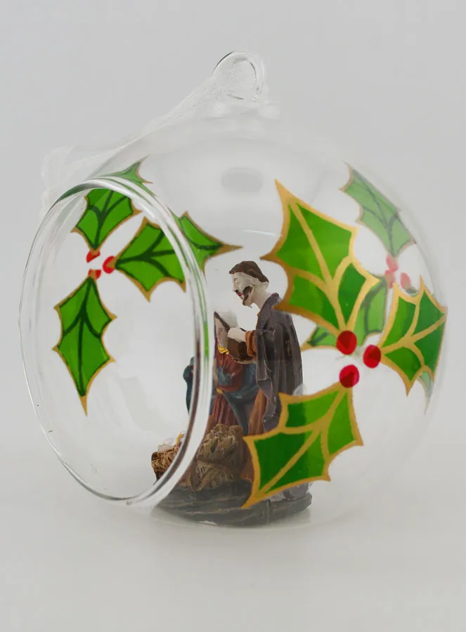 Glass Christmas Bauble 10cm – Nativity Scene (pic 2)