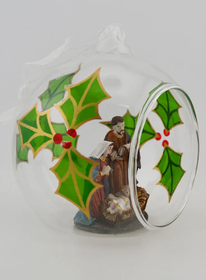 Glass Christmas Bauble 10cm – Nativity Scene (pic 3)