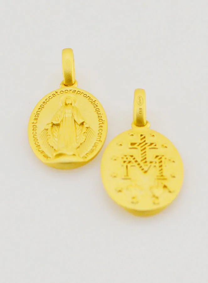 18k Gold Plated Silver Miraculous Medal – 16mm (pic 2)