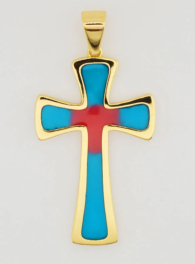 Cross Pendant 4cm – Blue and Red (pic 1)