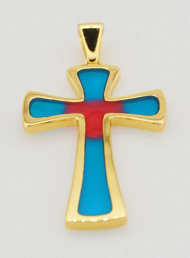 Cross Pendant 4cm – Blue and Red (pic 2)