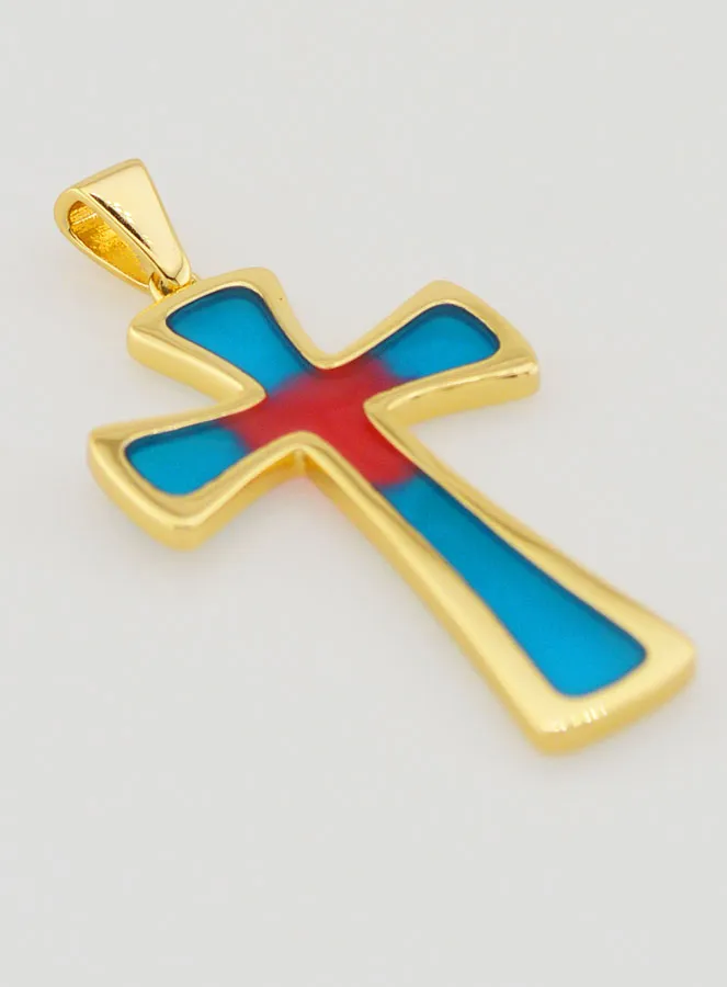Cross Pendant 4cm – Blue and Red (pic 3)