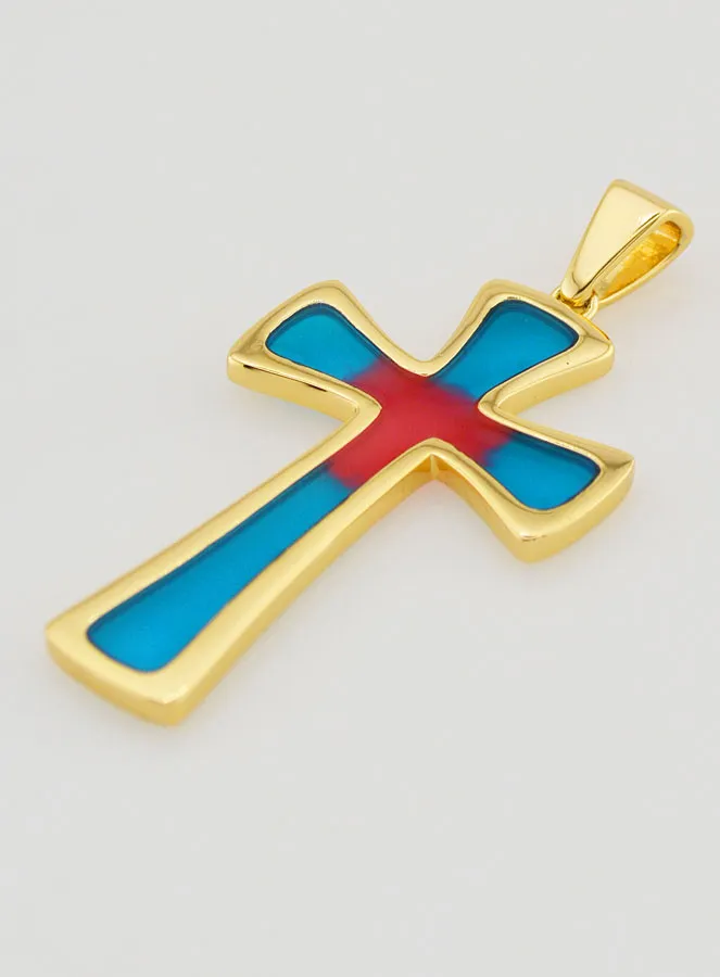 Cross Pendant 4cm – Blue and Red (pic 4)