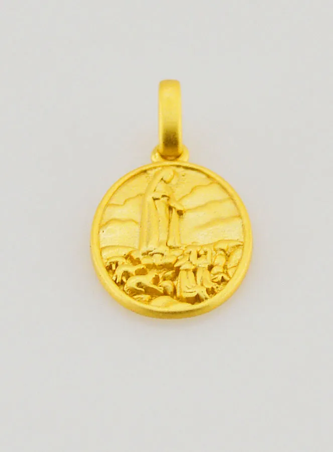 Our Lady of Fatima Medallion in 18 Carat Gold-Plated Silver – 15mm (pic 2)