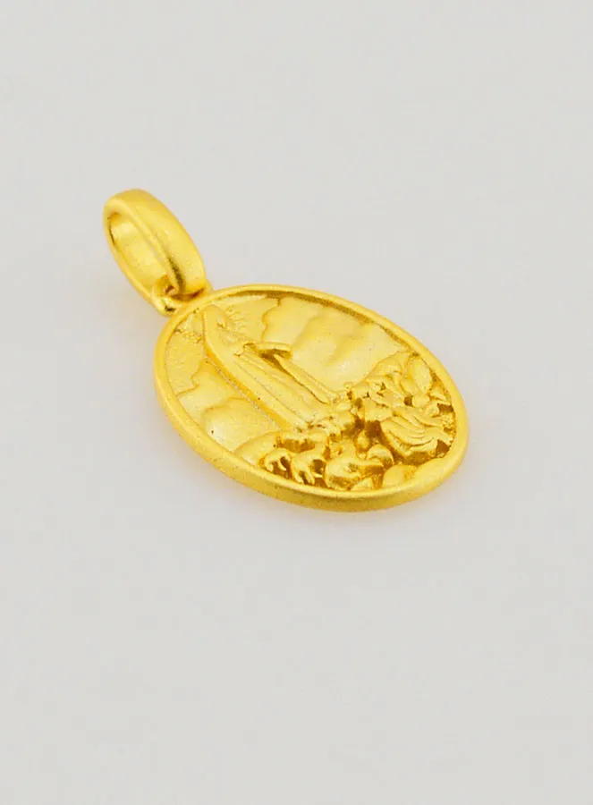 Our Lady of Fatima Medallion in 18 Carat Gold-Plated Silver – 15mm (pic 3)