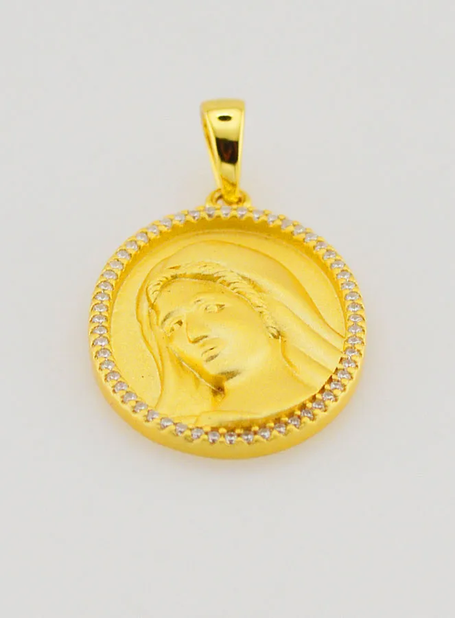 Virgin Mary Medal with Polished Edge – 18mm (pic 2)