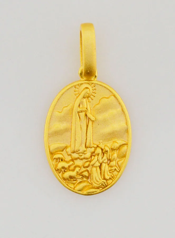 Our Lady of Fatima Medal in 18k Gold-plated Silver – 16mm (pic 1)