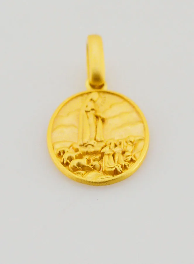 Our Lady of Fatima Medal in 18k Gold-plated Silver – 16mm (pic 2)