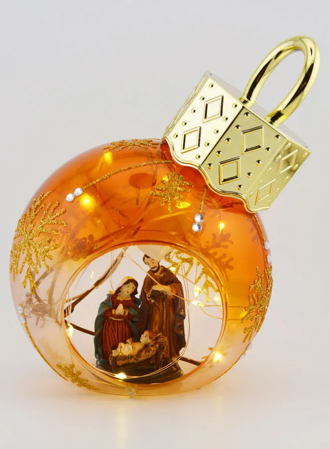 Illuminated Christmas Bauble with Nativity Scene – 12cm (pic 1)