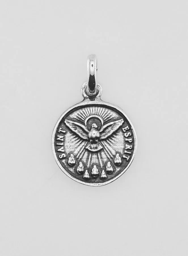 Silver-Plated Holy Spirit Medal – 12mm (pic 1)
