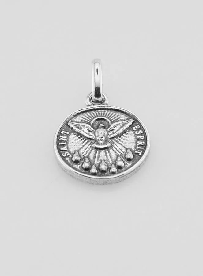 Silver-Plated Holy Spirit Medal – 12mm (pic 2)
