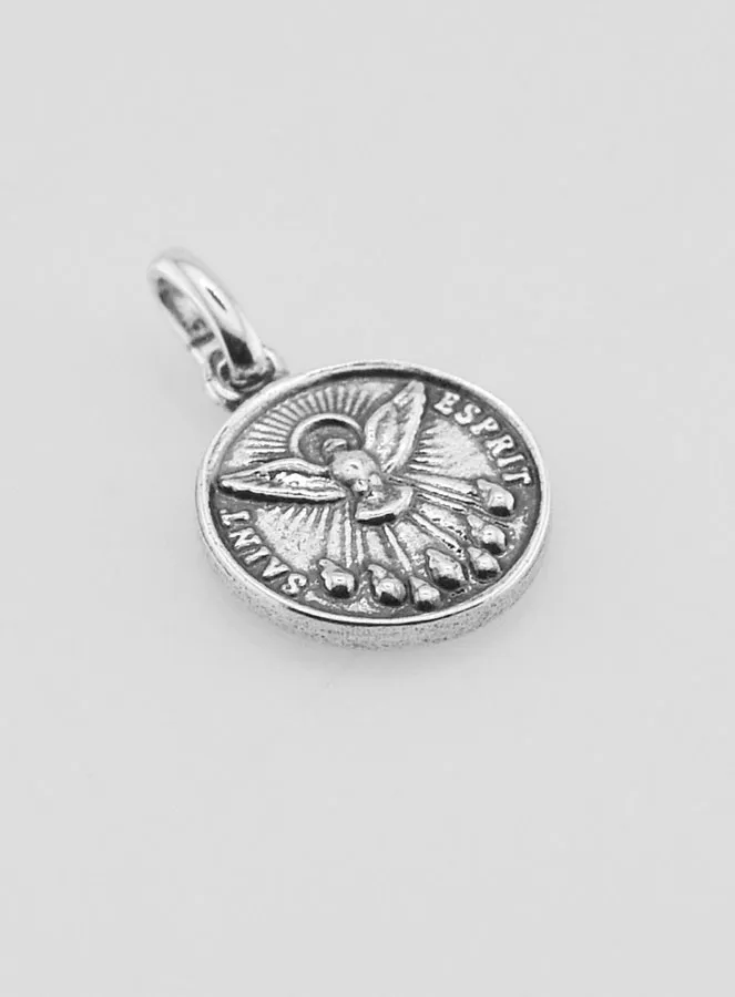 Silver-Plated Holy Spirit Medal – 12mm (pic 3)