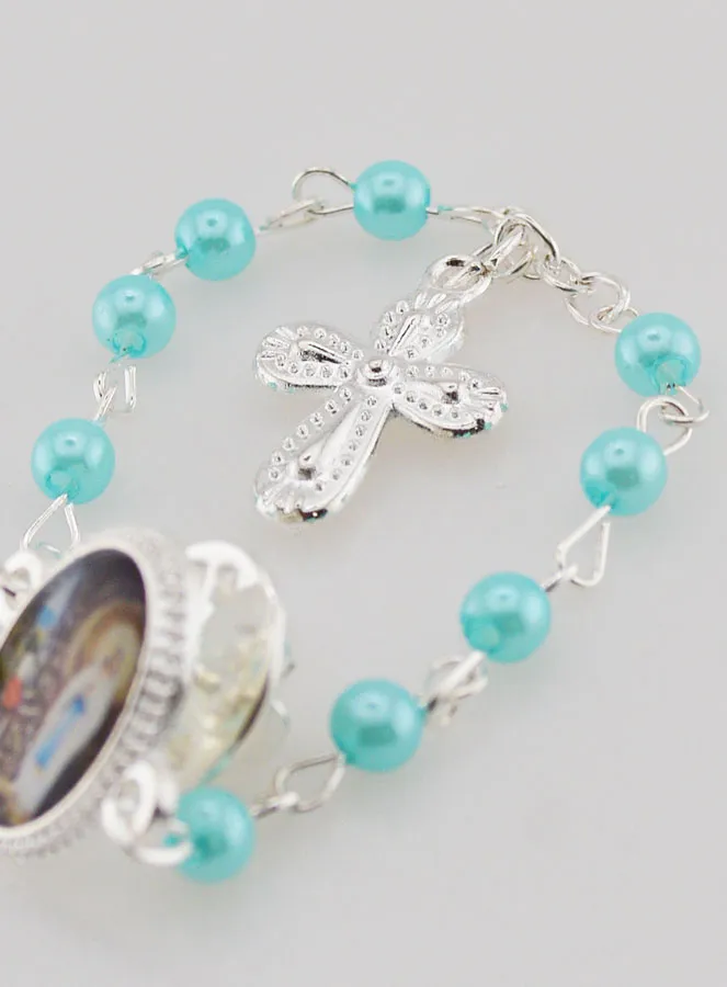 Decade Rosary with Pin and Blue Beads (pic 3)
