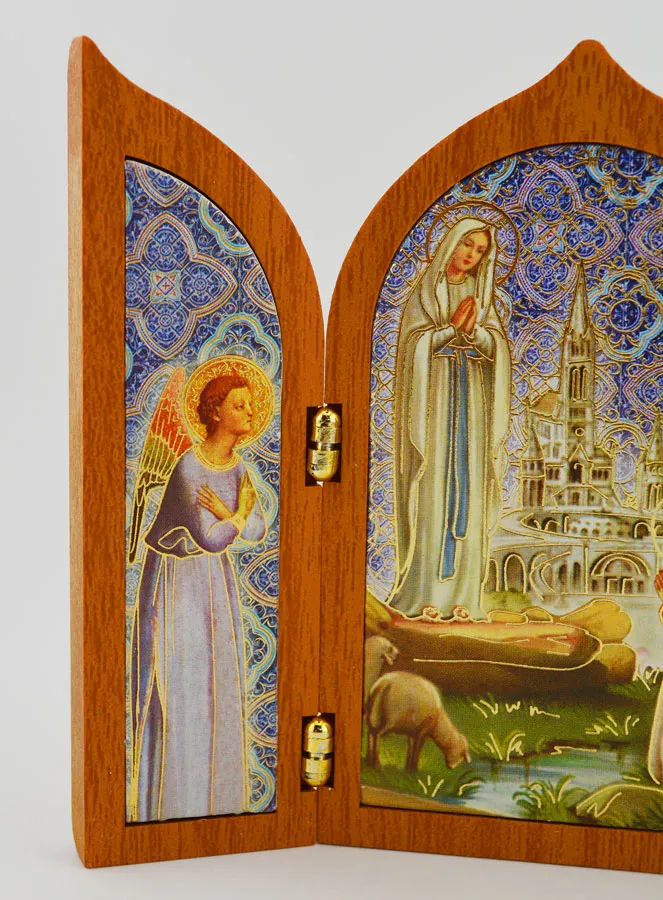 Triptych Wood Icon of Lourdes (pic 3)