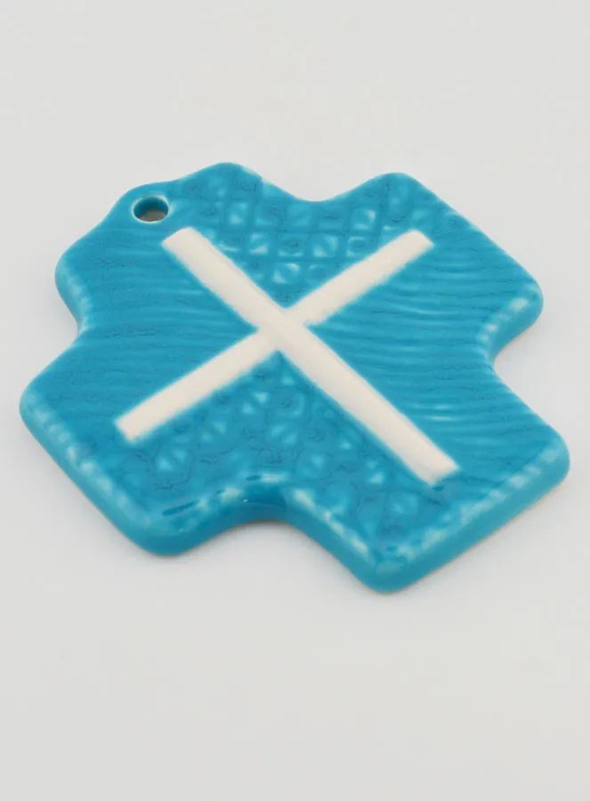 Christ's Cross Blue Ceramic Cross (pic 3)