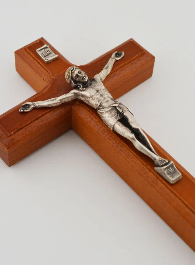 Silvery Christ Wood Crucifix (pic 3)