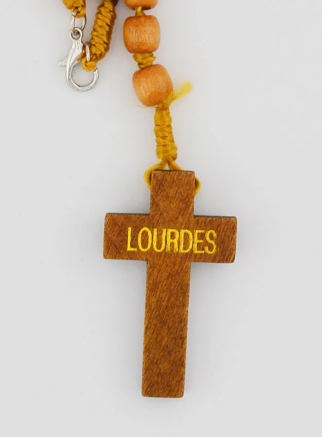 Wooden Rosary with Lourdes Heart-Shaped Medal (pic 4)