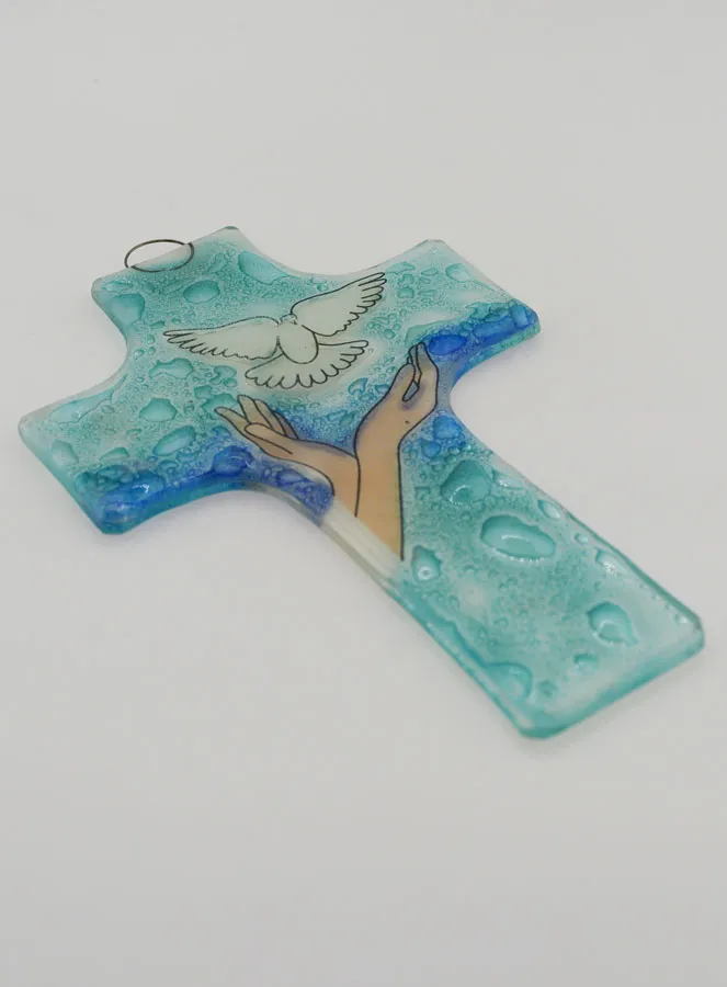 Holy Spirit Child Glass Cross (pic 3)