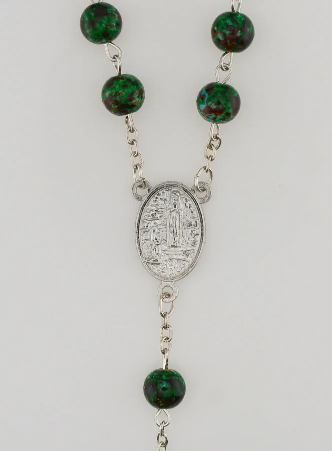Lourdes Rosary with Green Mother of Pearl Beads (pic 4)