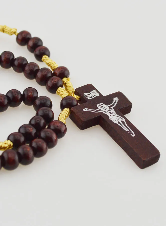 Rosary with Dark Wooden Beads on a String (pic 3)